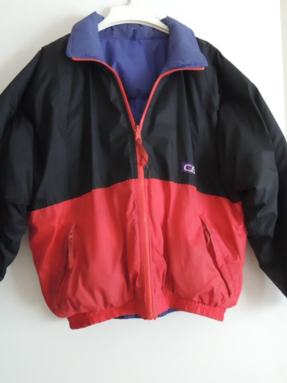 Mens Puffer Down Jacket Size M Black + Red Winter Coat Bomber Jacket - CB SPORTS